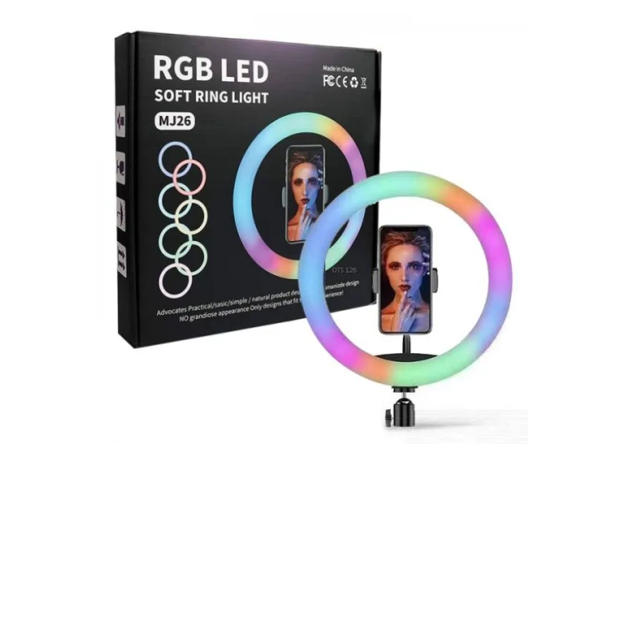 Светодиодная кольцевая лампа цветная 26 см (Без штатива) RGB LED MJ-26 Soft Ring Light (мультиколор)