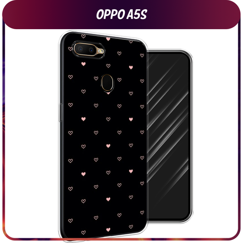 Силиконовый чехол на Oppo A5s / Оппо А5s Чехол с сердечками силиконовый чехол на oppo a5s оппо а5s доберман