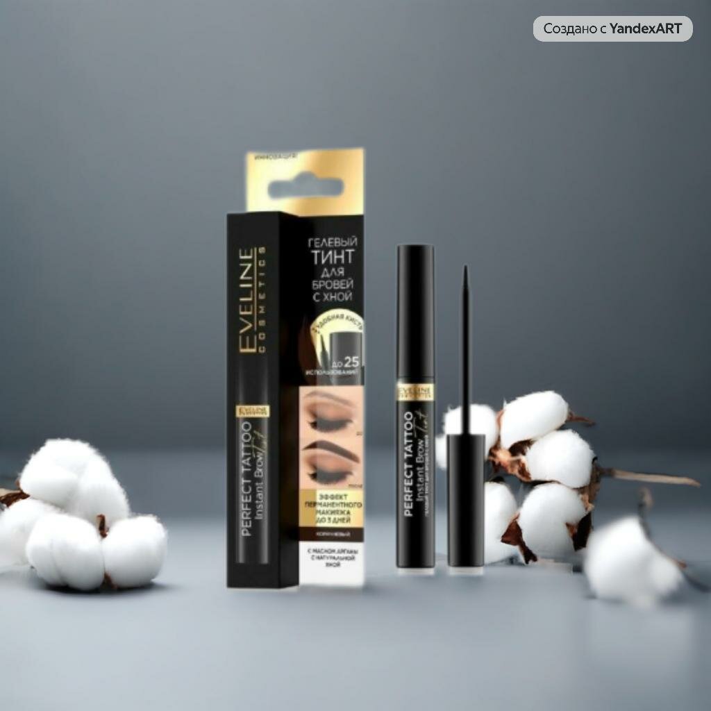 Eveline Cosmetics Гелевый тинт для бровей с хной Perfect Tatoo, тон коричневый, 6 мл - 2 штуки