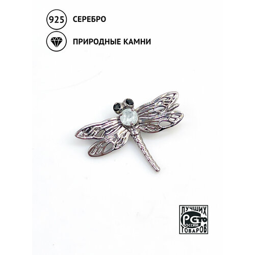 Брошь Кристалл Мечты Стрекоза, серебро, 925 проба, чернение, шпинель брошь кристалл мечты шпинель черный