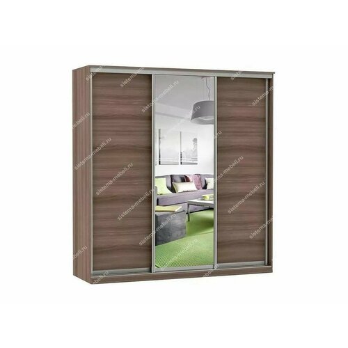 Шкаф купе Модерн 1776х600 3-х дверный 2-х секционный зеркало шимо темный
