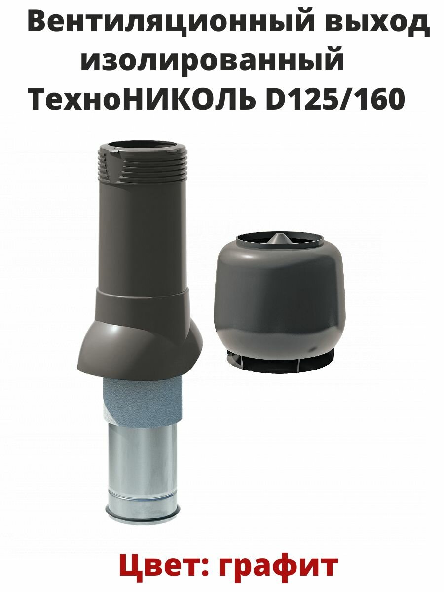 Вентиляционный выход с колпаком изолированный технониколь D125/160 графит