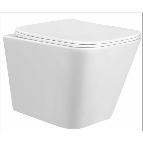 Подвесной безободковый унитаз Grossberg GS3103 с сиденьем, белый