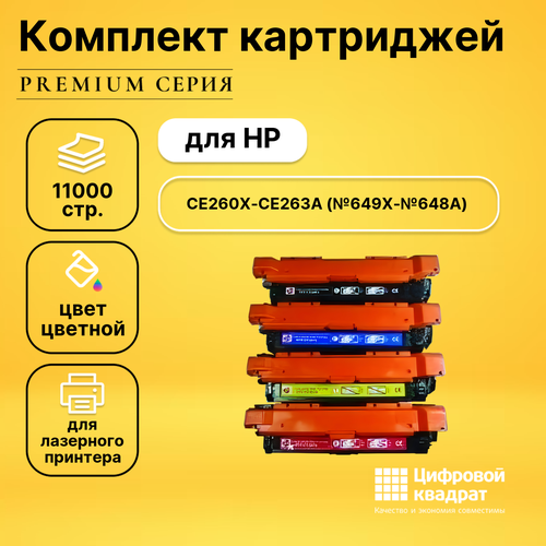 Набор картриджей DS CE260X-CE263A HP 649X-648A совместимый картридж sakura ce260x 17000 стр черный