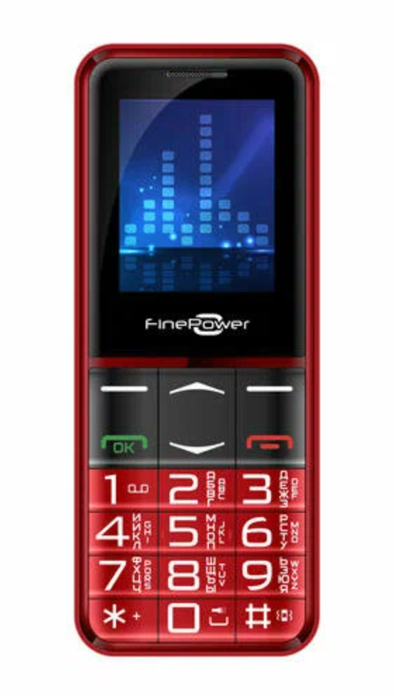 Телефон FinePower S185, 2 SIM, c большими кнопками, красный