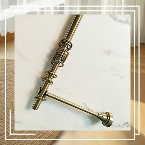 Вилма галерея D16 Целый Металлический карниз 1-й ряд с бесшумными кольцами и крючками без наконечников Антик 240см