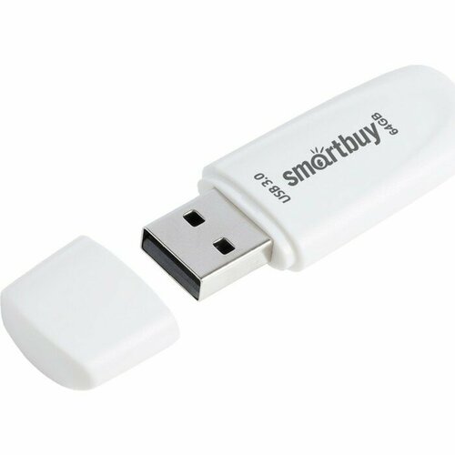 Флешка Smartbuy 064GB3SCW, 64 Гб, USB3.0, чт до 100 Мб/с, зап до 40 Мб/с, белая флешка smartbuy mini 64 гб