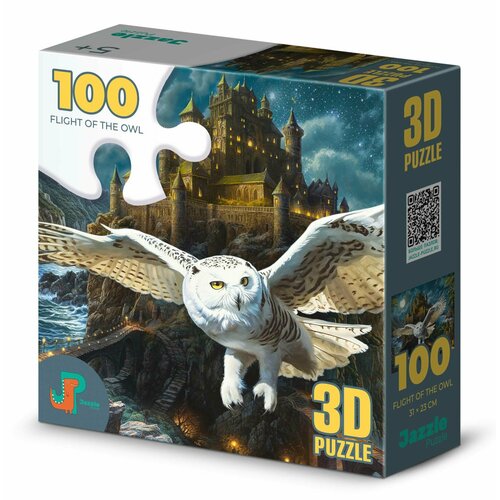 Пазл детский 3D Jazzle Puzzle 100 деталей: Полет совы