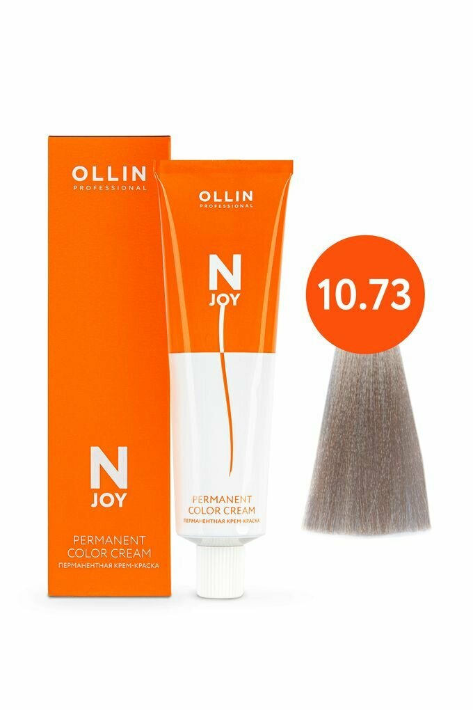 Ollin N-JOY крем-краска для волос 10/73 светлый блондин коричнево золотистый 100мл