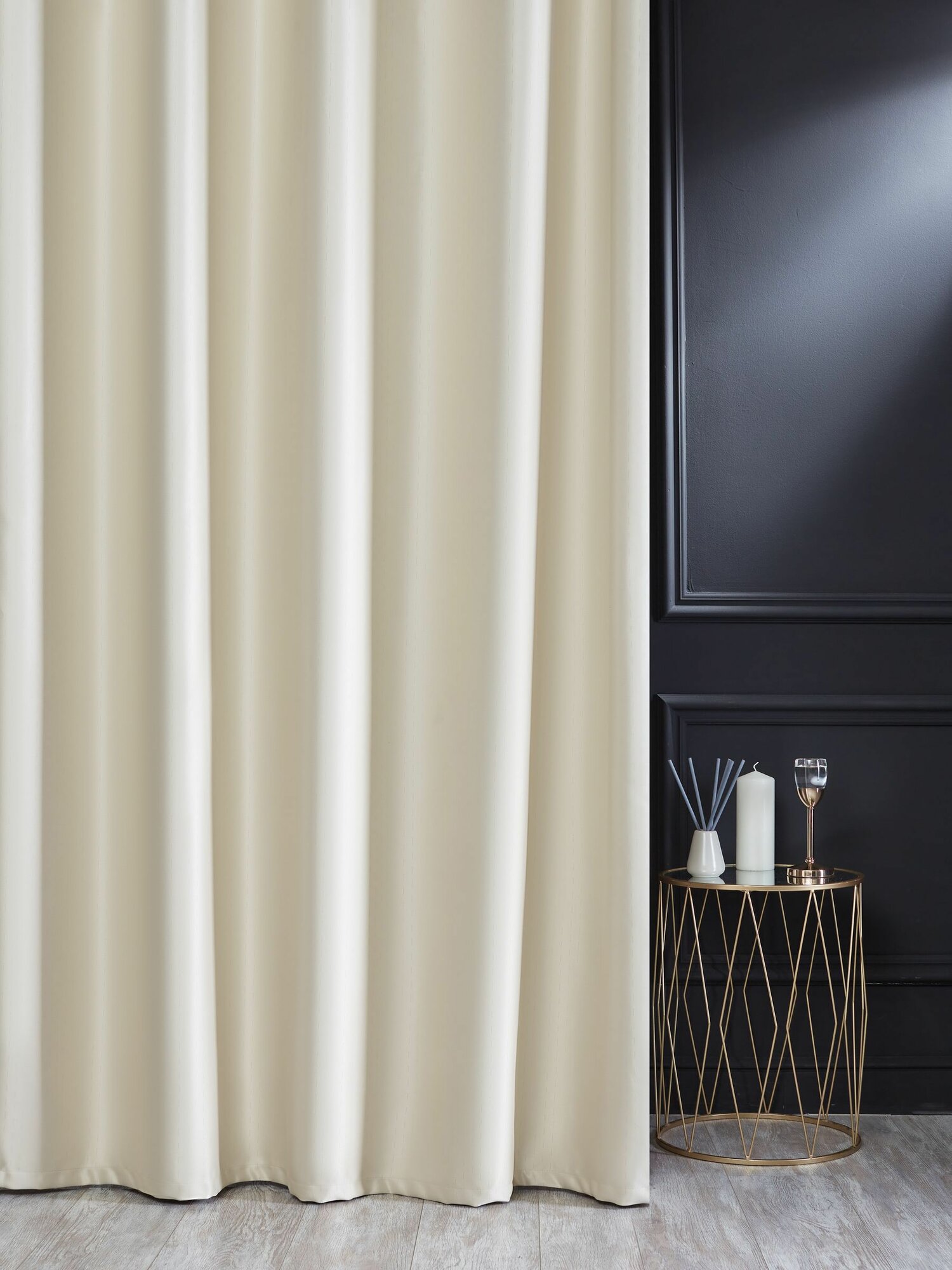 фото Штора SANPA HOME атласная на люверсах, Блэкаут, плотная, светонепроницаемая, бежевый, размер 200х260