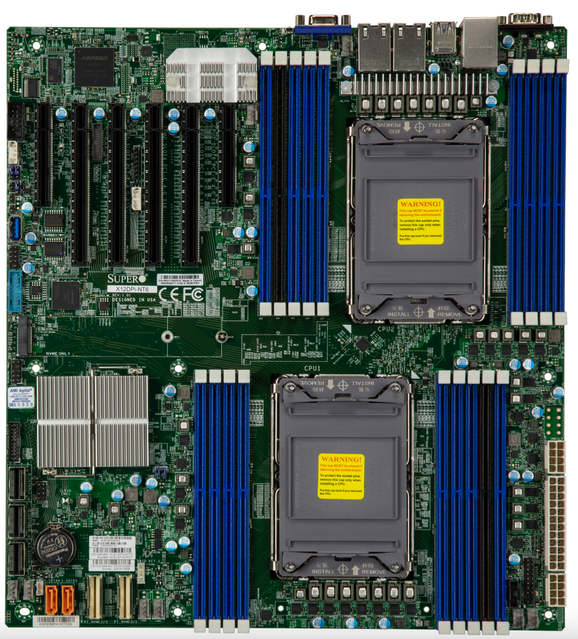 Материнская плата Supermicro Motherboard 2xCPU X12DPi-N6 3rd Gen Xeon Scalable TDP 270W/ 16xDIMM/14xSATA/ C621A RAID 0/1/5/10/ 2x1Gb/4xPCIex16, 2xPCIex8/M.2Bulk (MBD-X12DPi-N6-B) - фото №3