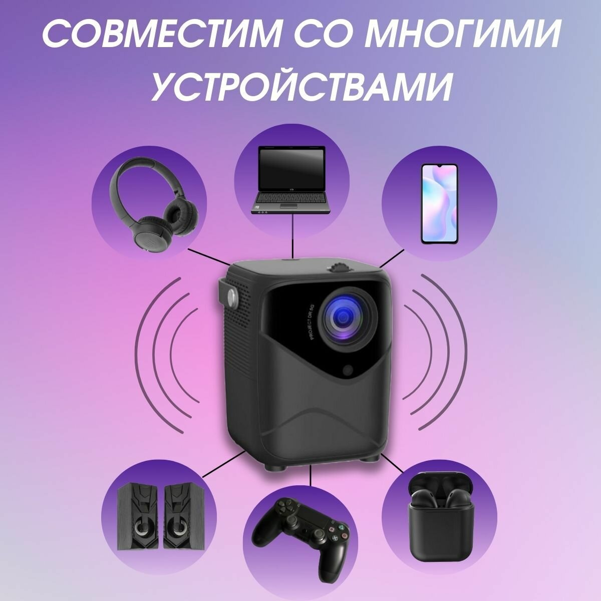 Проектор для фильмов и мультимедиа для всей семьи с HDMI Wi Fi Bluetooth