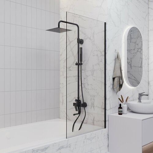 Душевая шторка на ванну Enio Unico EN7020502 60x140 профиль черный матовый стекло прозрачное 10920₽