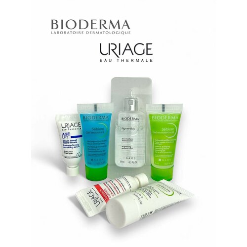 Набор миниатюр для ухода за кожей URIAGE и BIODERMA bioderma увлажняющий крем hydra для пересушенной кожи с воспалениями 40 мл bioderma sebium