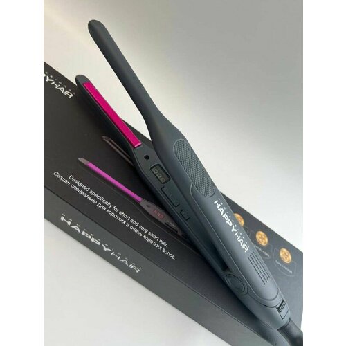 Утюжок для челки Happy Hair титановые пластины Графит Розовые пластины Матовый 560000₽