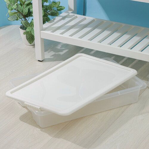 Изображение товара Контейнер для хранения Porter, 18 л, 66×42×12 см, с крышкой, цвет слоновая кость