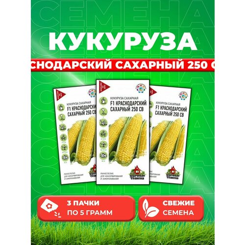 удачные семена кукуруза краснодарский сахарный 250 св f1 5 грамм Кукуруза Краснодарский сахарный 250 СВ F1 5,0 г Уд. с. (3уп)