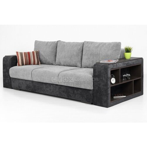 Диван Сток Диванов Манчестер Steel черный/серый 245 см, механизм еврокнижка