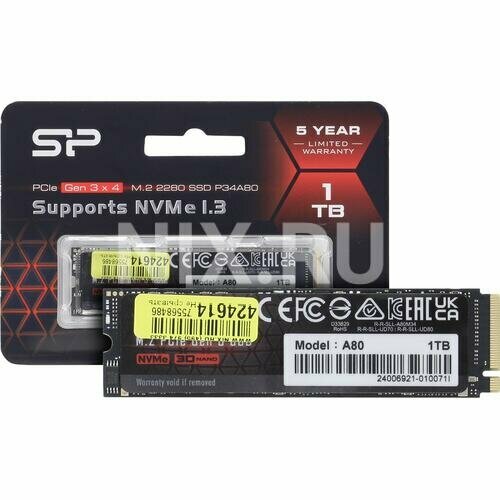 SSD накопитель SILICON POWER M-Series 1Тб, M.2 2280, PCI-E x4, NVMe - фото №3