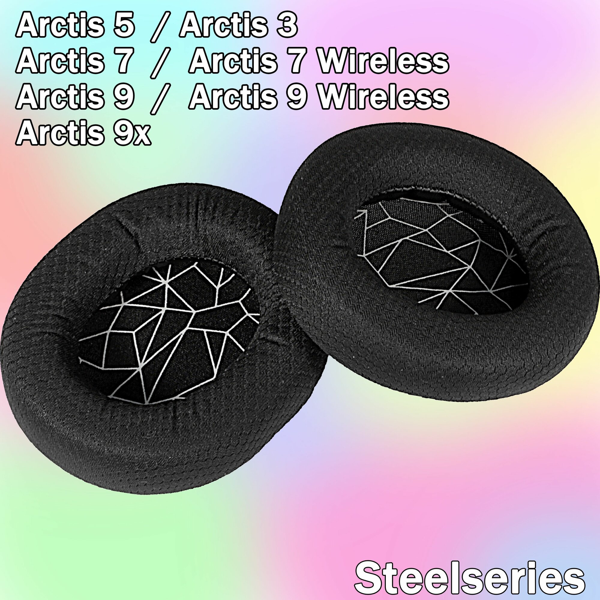 Амбушюры SteelSeries Arctis 3, 5, 7, 7 Wireless, Arctis 9, 9x, 9 Wireless с белым принтом