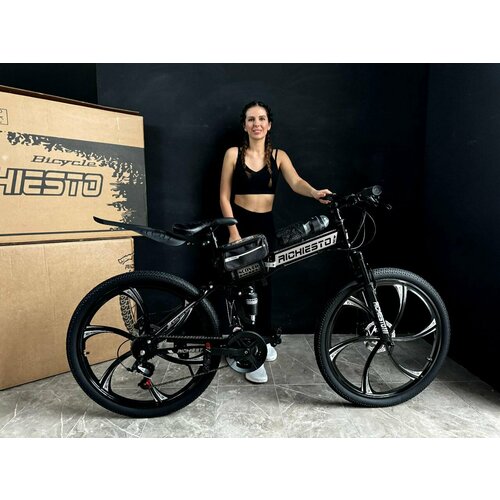 Велосипед складной Двухподвесной Richiesto 26 дюймов Дисковый тормоз черный 30500₽