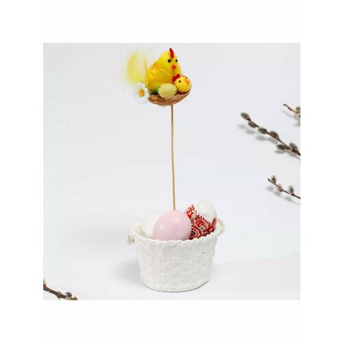Пасхальный декор на палочке Курочка в гнезде 8 8 30 с 588₽