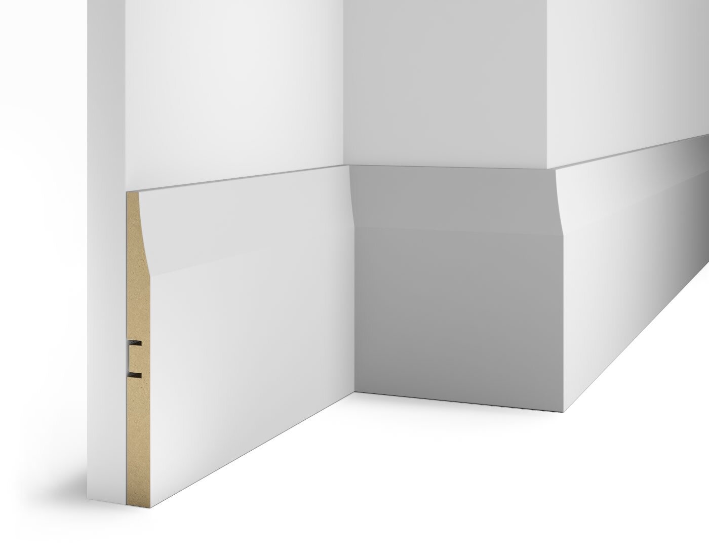 фото Плинтус Cosca Decor под покраску, белый МДФ, с пазом