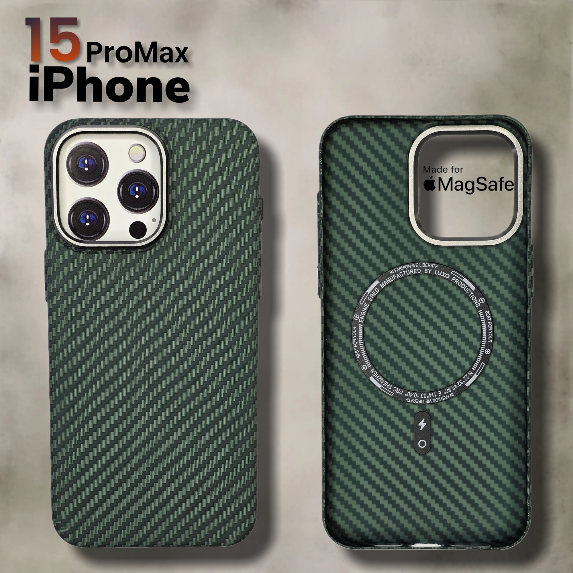 фото Чехол на айфон 15 Pro Max LUXO Life+, фиолетовый карбоновый