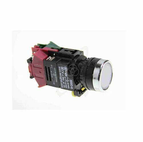 Кнопка Saroglidi Electric SBS0-BY-11D, с подсветкой, белая, 230V, 1нз+1нр