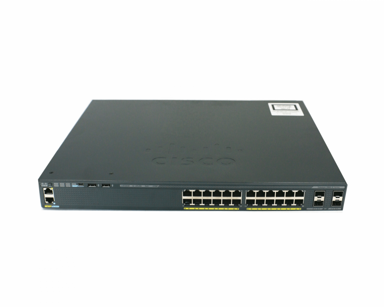 Коммутатор управляемый Cisco WS-C2960X-24PS-L, 24 PoE x Ethernet-портов + 4 SFP-порта, 445 x 45 x 368 мм, черный