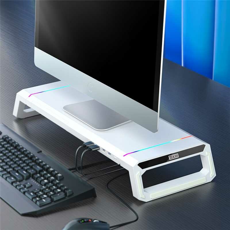 Подставка столик STM MS2RGB для монитора, моноблока, ноутбука, принтера, подсветка RGB, 4 порта USB 3.0