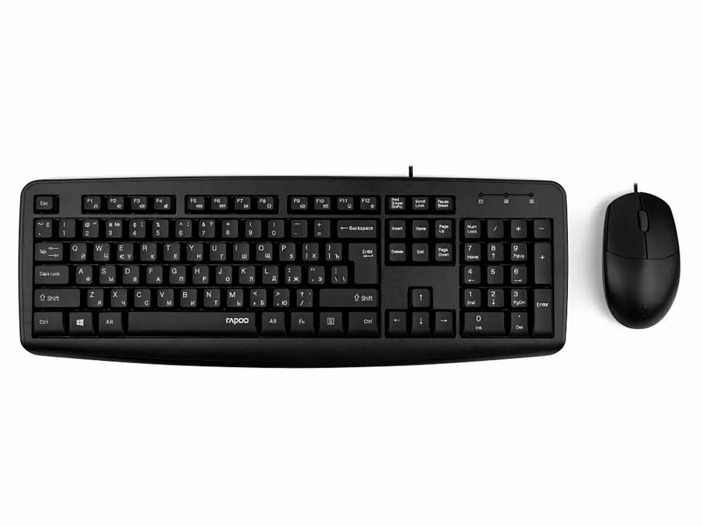Комплект проводной клавиатура + мышь Rapoo NX1600, USB, Черный NX1600