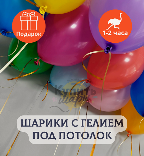 Изображение товара Воздушные шары с гелием под потолок "Разноцветное ассорти" 16 шт.