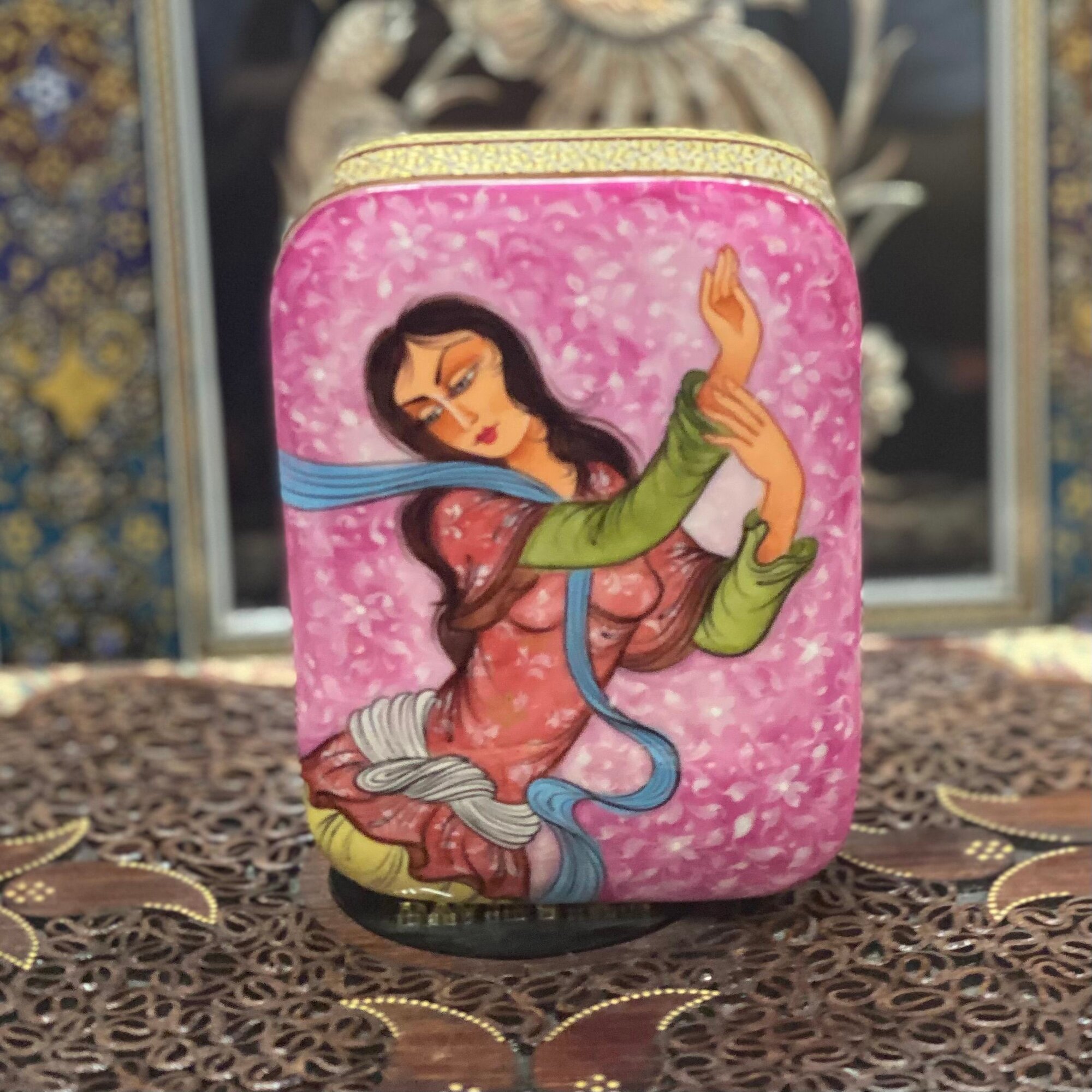 Чехол-футляр Персидский Базар, для покерных карт, ручная авторская работа, дерево