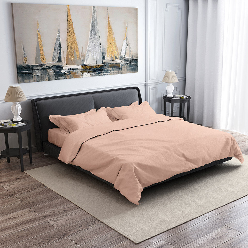 Комплект постельного белья Домашняя Мода 2-х спальный "Чайная роза", 4 предмета: пододеяльник 175х215 см, евро-простыня 220х240 см, 2 наволочки 70х70 см, сатин, хлопок (КПБ-2Еп-4-7/7-2-К)