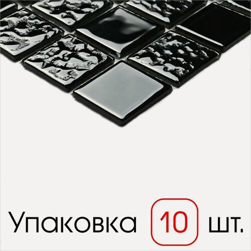 Изображение товара Плитка декоративная, мозаика стеклянная Black Rose, 10 штук