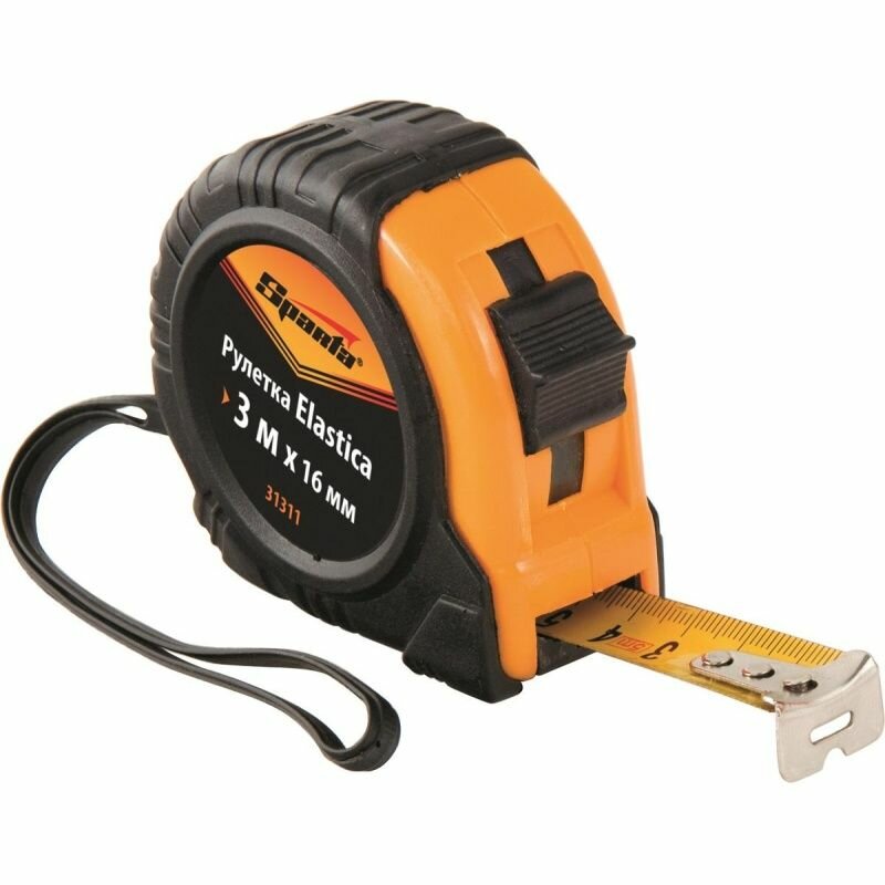 Рулетка Sparta Elastica 3м, 16 мм, обрезиненный корпус (31311)