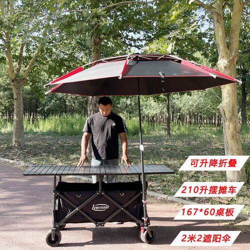 Тележка для кемпинга 167, с настольной доской, навесом от солнца, черная