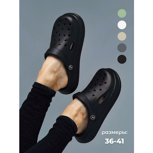 фото Сабо сабо женские резиновые кроксы, размер 40-41, черный нет бренда