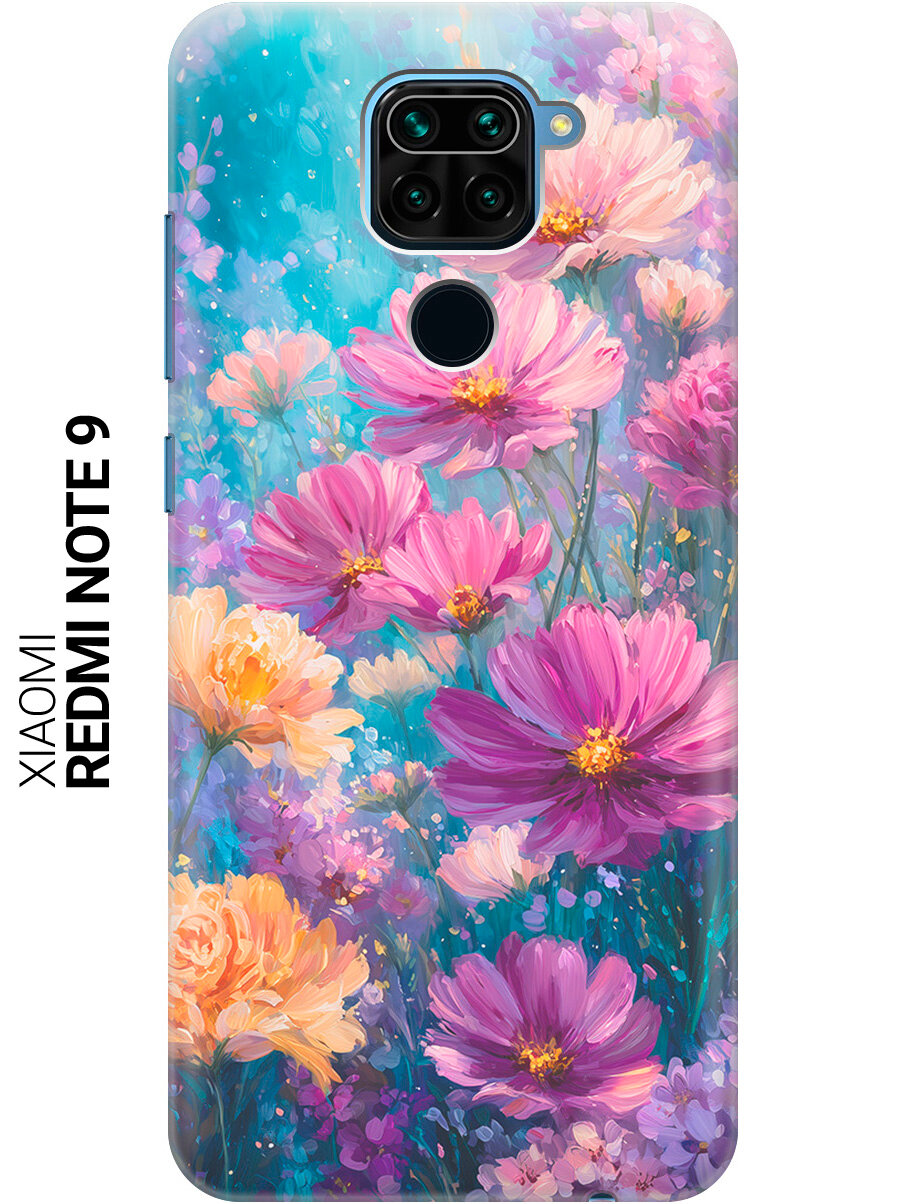 Силиконовый чехол на Xiaomi Redmi Note 9 с принтом "Палитра полевых цветов"