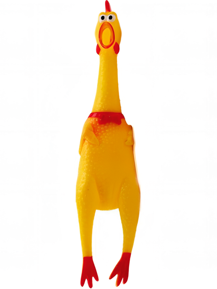 Нет бренда Игрушка-пищалка виниловая "Кричащая курица" желтая (30 см)