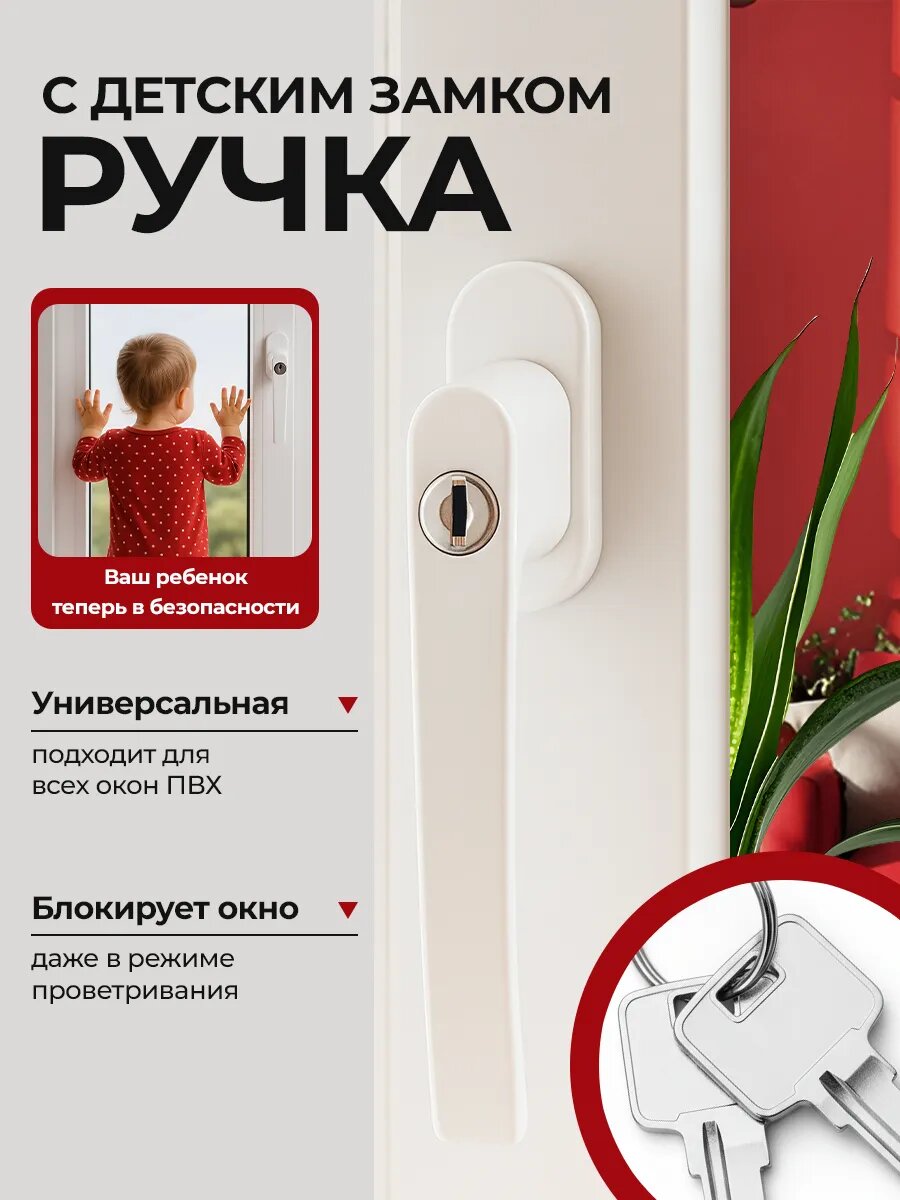Ручка для пластиковых окон с Замком