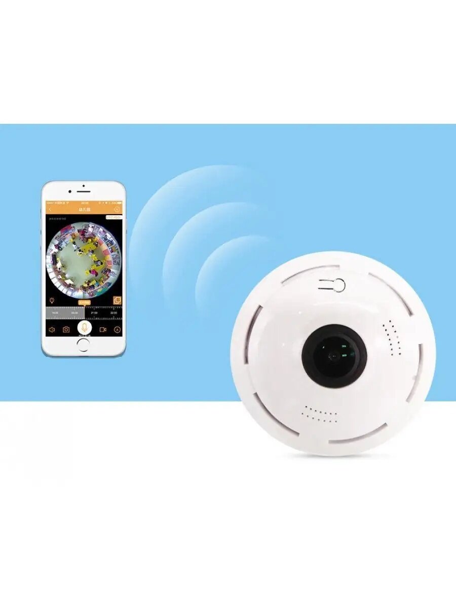 Беспроводная широкоугольная панорамная WIFI 360° 720P HD камера A127-492 с ночной съемкой и инфракрасным режимом