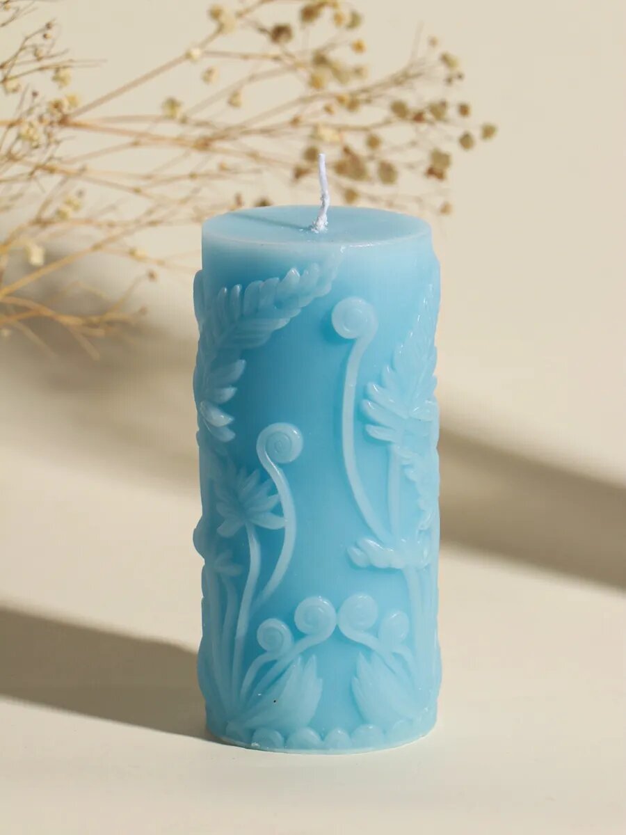 Свеча декоративная, интерьерная - голубая — фото 1