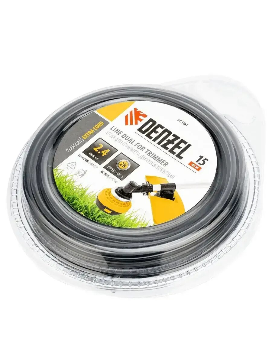 Леска для триммера 2.4мм х 15м, круг, полиамид — фото 1