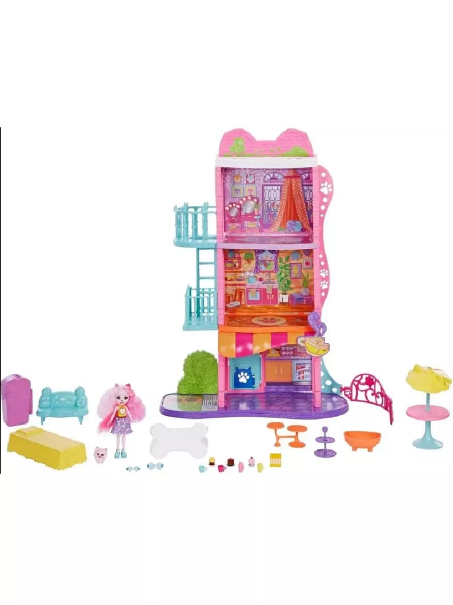 Enchantimals Town House & Cafe Playset Palmer Pomeranian & Pommy HJH65, Palmer Pomeranian & Pommy