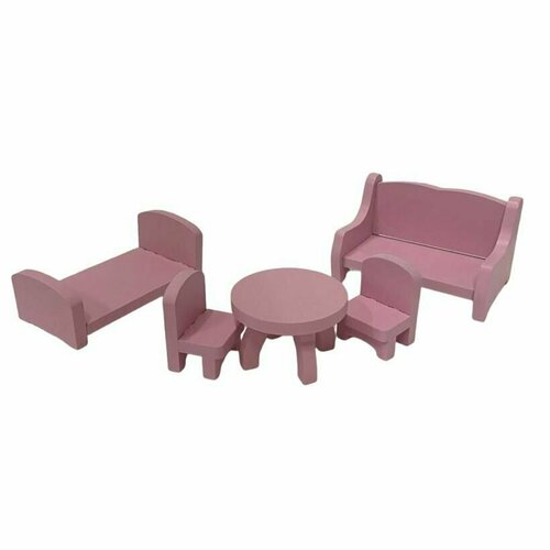 Набор деревянной мебели для кукол Мини до 10 см цвет розовый 5 предметов