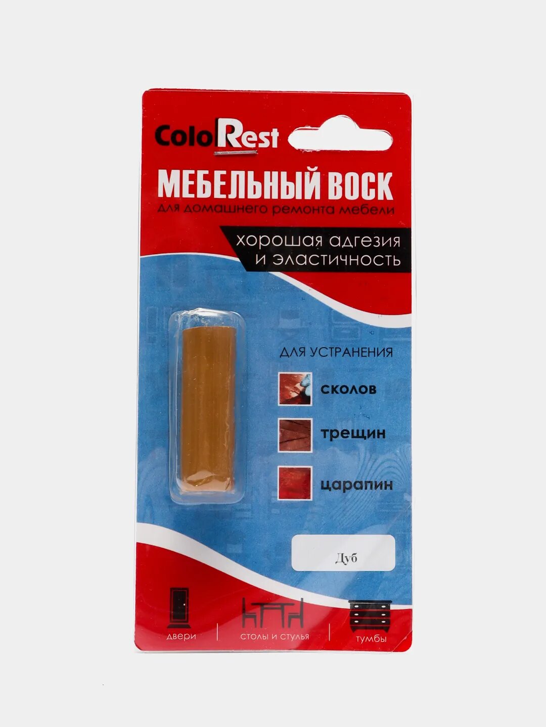 Мебельный воск мягкий для ремонта и реставрации мебели, дверей, ColoRest, 10 г, Дуб