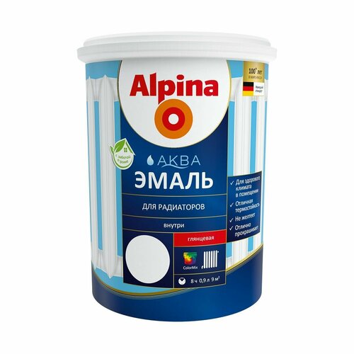 Эмаль акриловая Alpina Аква Эмаль для радиаторов колерумая, 0,9 л