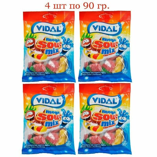 Мармелад VIDAL Мега кислый микс 90 г, 4 шт